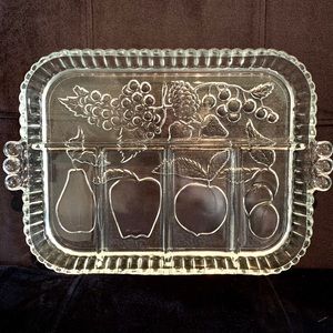 Etched Glass Divided Fruit Tray